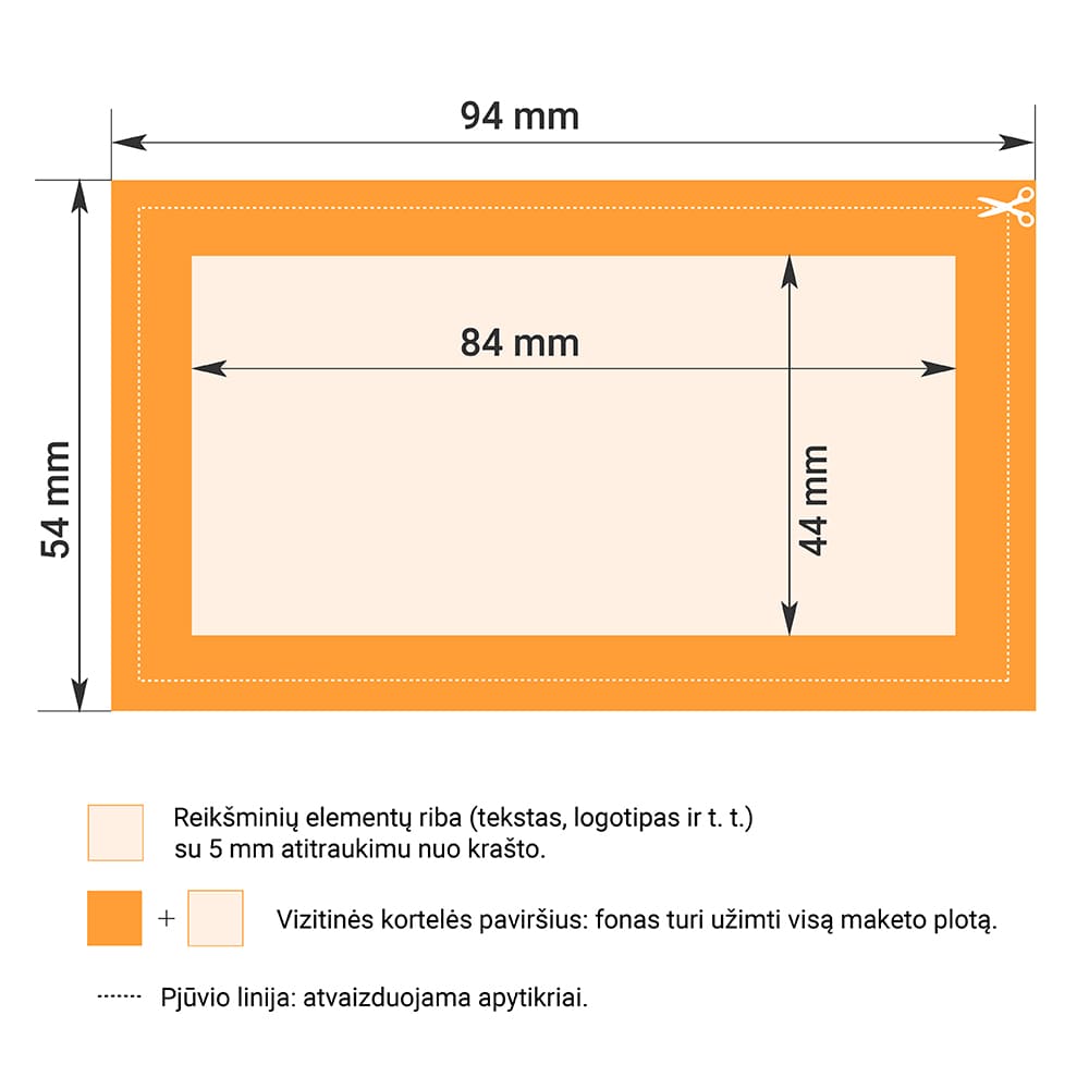 Reikalavimai vizitinių kortelių maketams