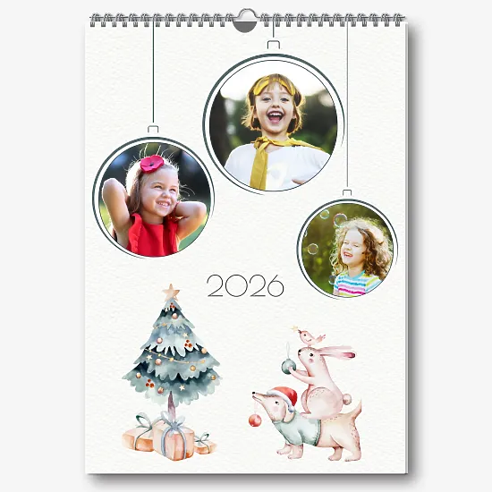 Mielas kalendoriaus šablonas su vaikų nuotraukomis