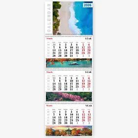 Kalendoriaus šablonas su kelionių nuotraukomis