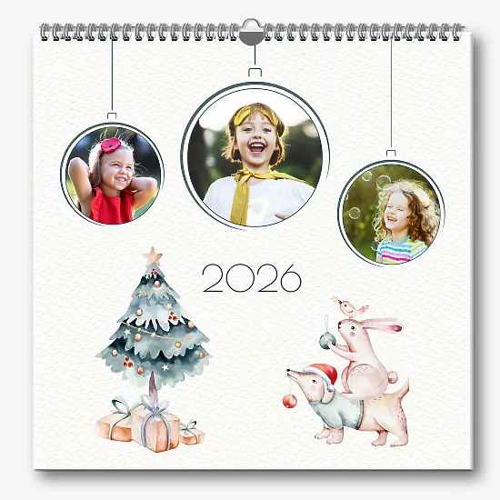 Mielas kalendoriaus šablonas su vaikų nuotraukomis