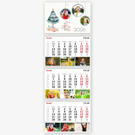 Mielas kalendoriaus šablonas su vaikų nuotraukomis