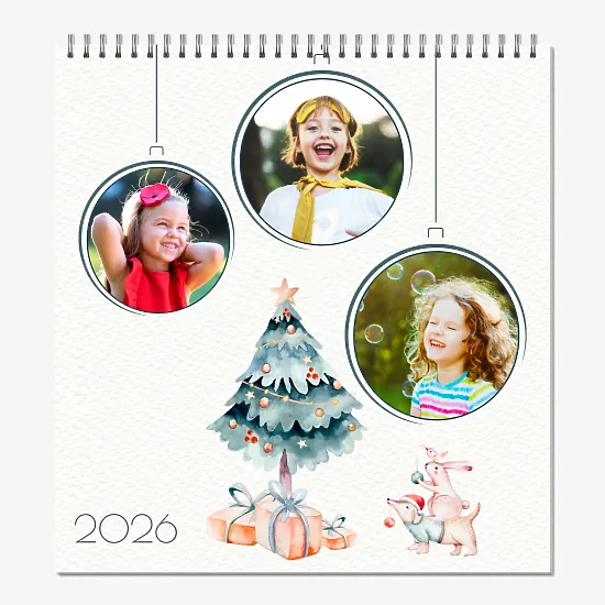 Mielas kalendoriaus šablonas su vaikų nuotraukomis
