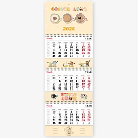 Kalendoriaus šablonas su kava 