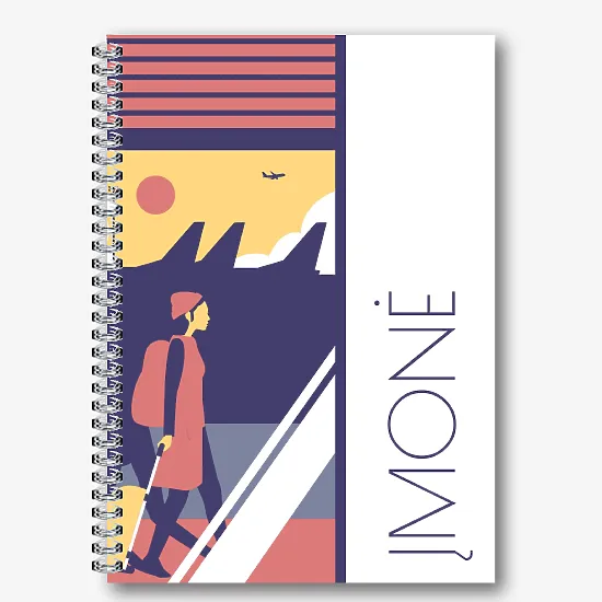 Nešiojamojo kompiuterio šablonas su keliautoju