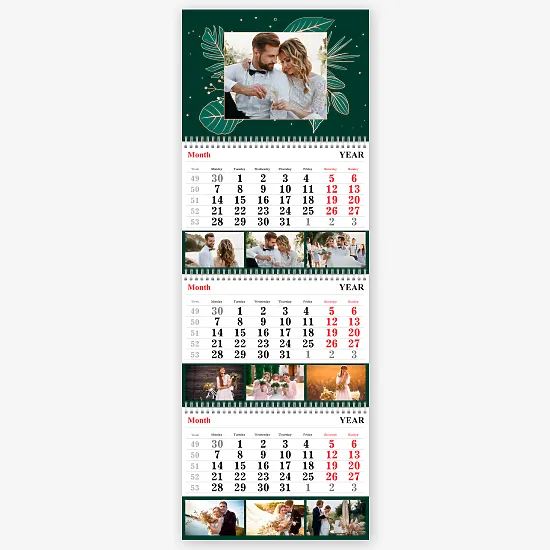 Kalendoriaus šablonas su vestuvių nuotraukomis