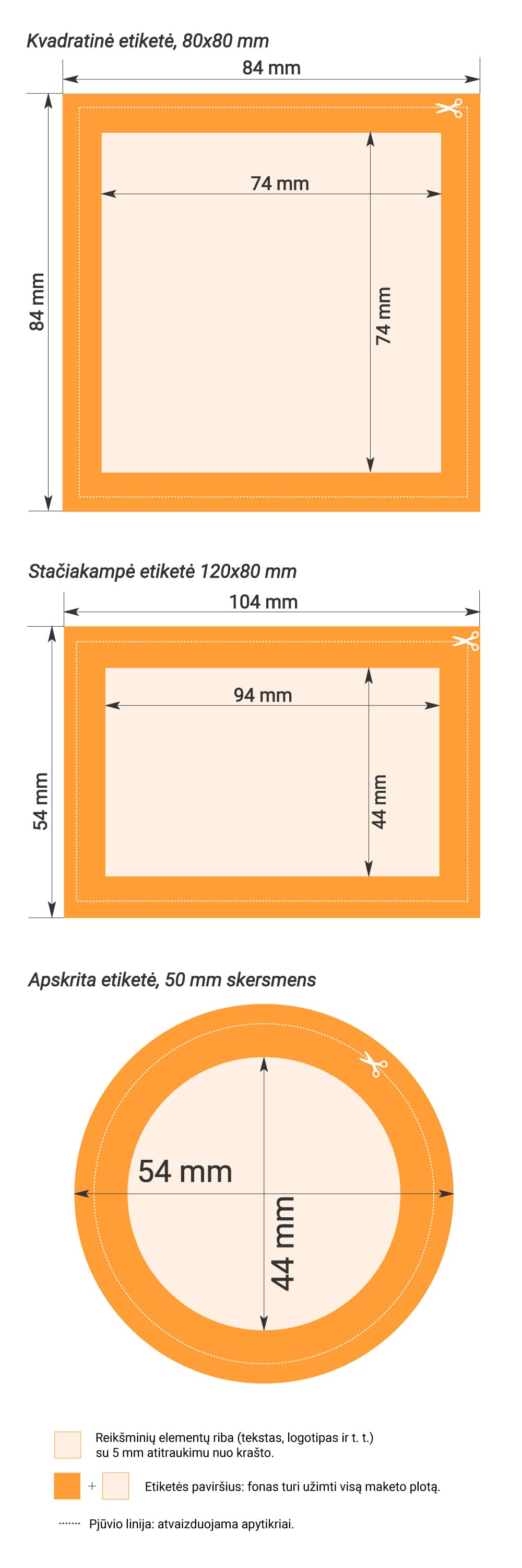 Reikalavimai etikečių maketams