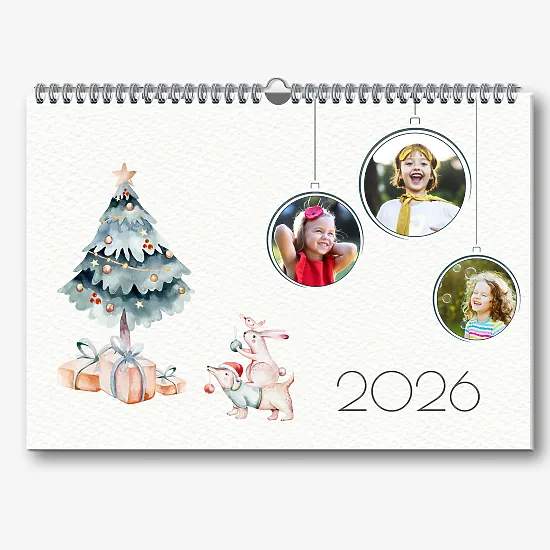 Mielas kalendoriaus šablonas su vaikų nuotraukomis