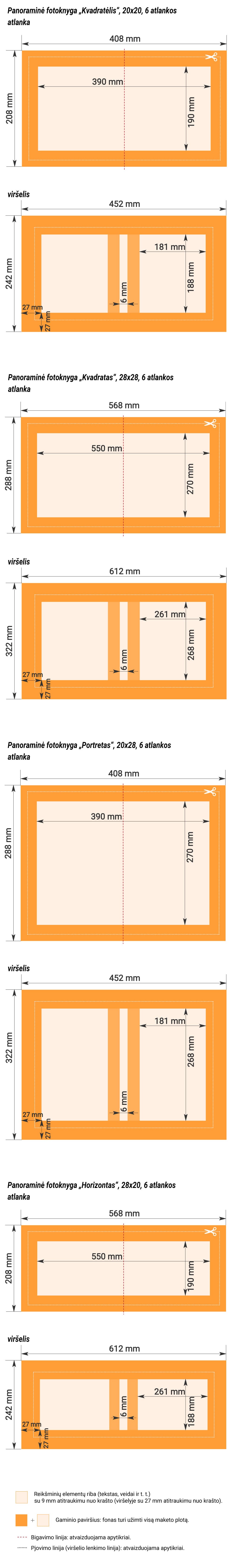 Reikalavimai panoraminių fotoknygų maketams