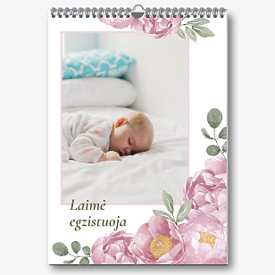 Kalendoriaus šablonas su kūdikio nuotrauka