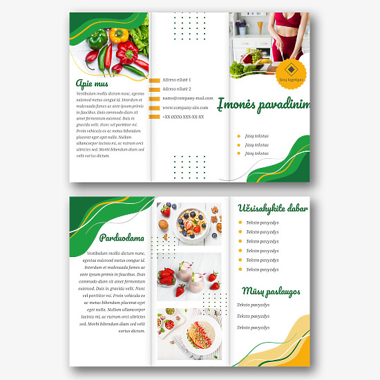 Ekologiškų produktų tiekėjo brošiūros šablonas