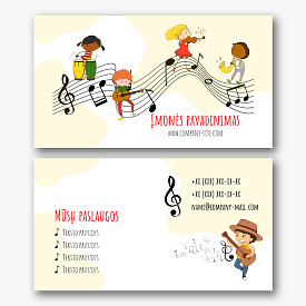 Privačios muzikos mokyklos vizitinės kortelės Šablonas