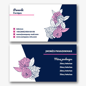 Vizitinės kortelės Šablonas su gėlėmis