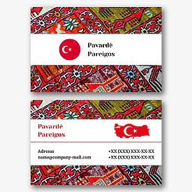 Turkų vertėjo vizitinės kortelės Šablonas