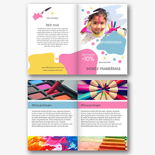 Vaikų dailės studijos brošiūros šablonas