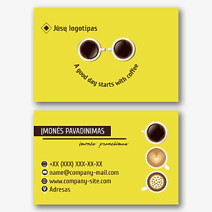 Kavos parduotuvės vizitinės kortelės Šablonas