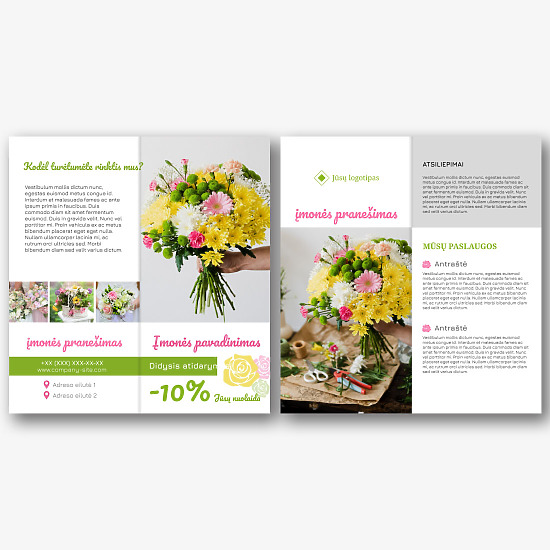 Gėlių Parduotuvės Brošiūros Šablonas